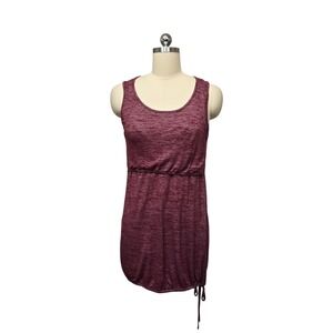 Latched Mama Women Burgundy Heathered Drawstring Hem Tunic Dress Size M